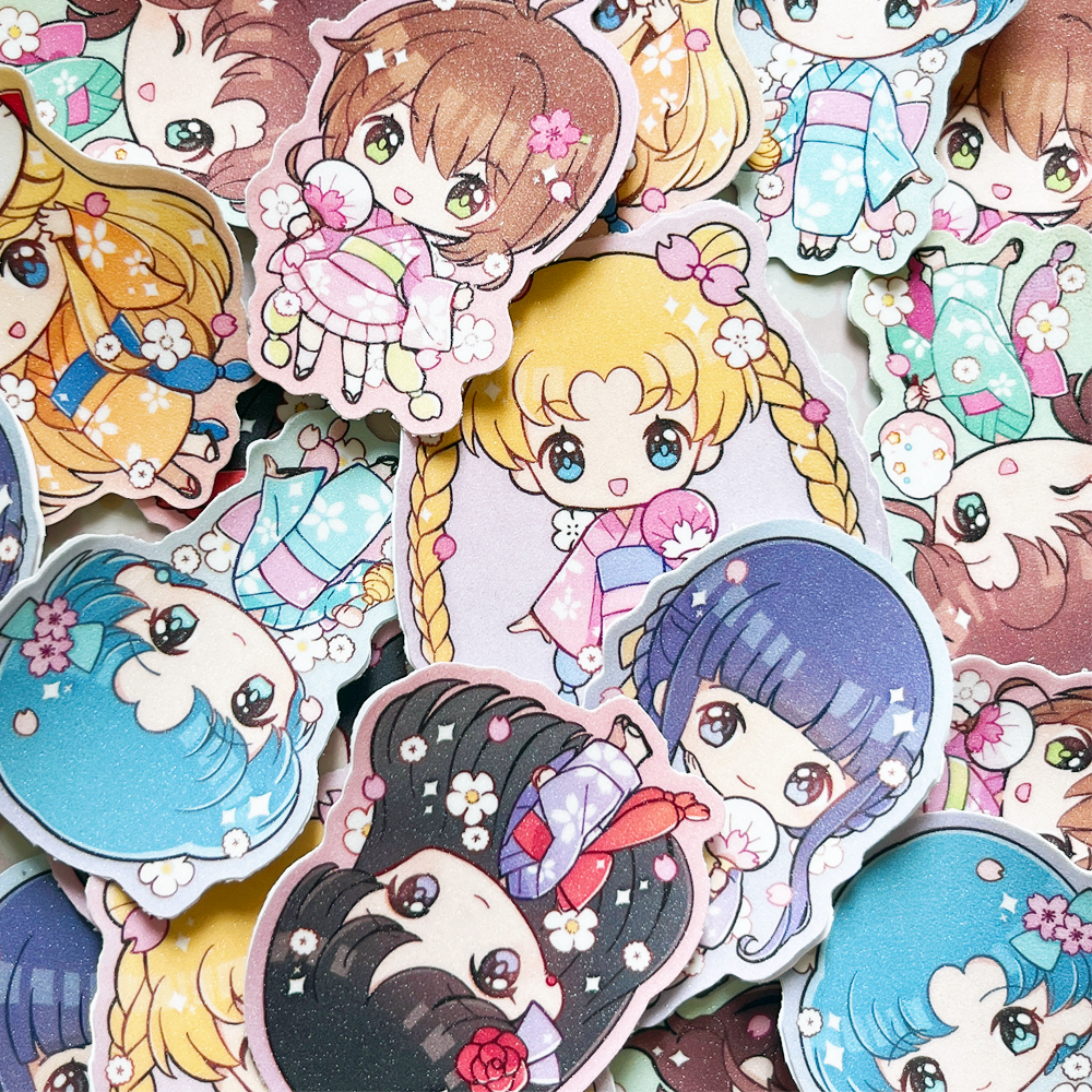 Yukata Chibiusa & Outer Scouts – Moonie Series Sticker