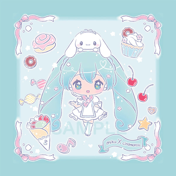 Cafe Miku x Cinnamon Roll Textured Square Card