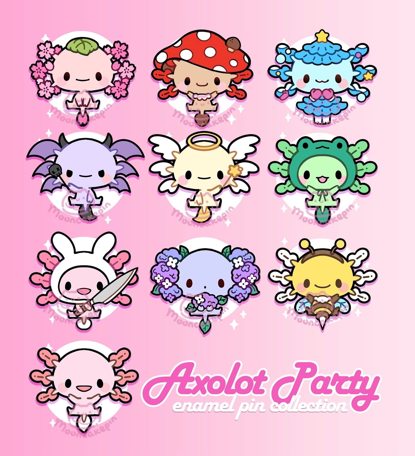 Axolotl Party! Enamel Pin Surprise Blindbag by Mooncake Pin