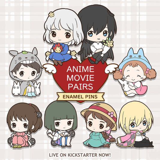 Nostalgia Anime Movie Pair Pins - Howl/Sophie, Haku/Chihiro, Totoro